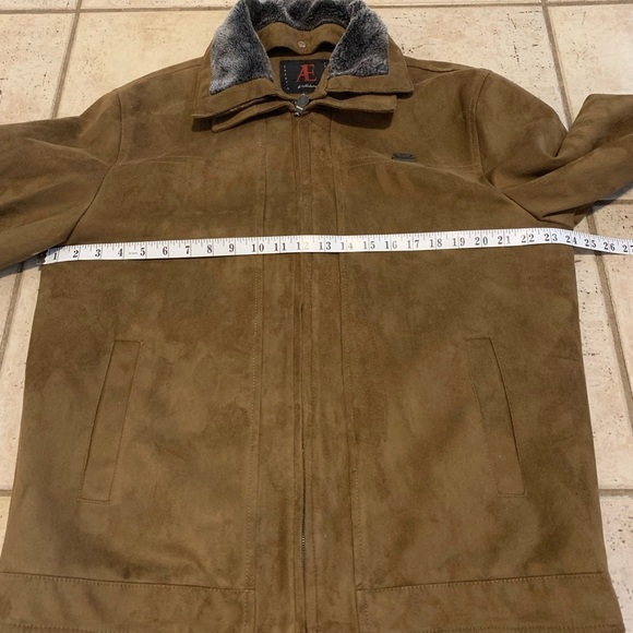 AE Emporio Suede-Feel Jacket - Faux Fur Collar Made in Italy Quilted Lining - L - Picture 12 of 13